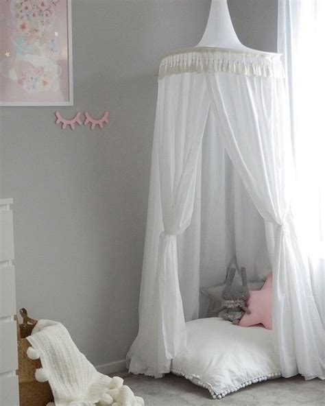 Use a thick patterned fabric to make a canopy that doubles as a headboard. Romantic Hanging Dome Princess Lace Mosquito Net Tents Bed ...
