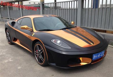 Ferrari F430 Is Matte Black And Gold In China