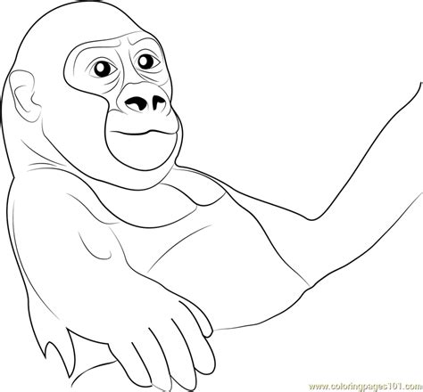 Baby Gorilla Coloring Page for Kids - Free Gorilla Printable Coloring Pages Online for Kids