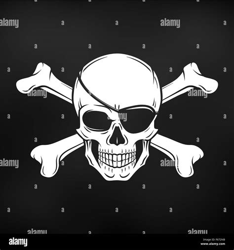 Jolly Roger With Eyepatch And Crossbones Logo Template Evil Skull