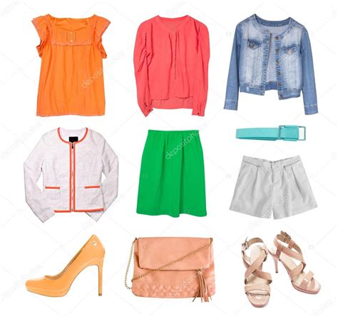Images Spring Clothes Fashion Spring Clothes Set Collage Isolated
