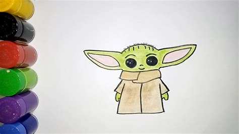 How To Draw Baby Yoda For Beginners Menggambar Baby Yoda Mudah Youtube