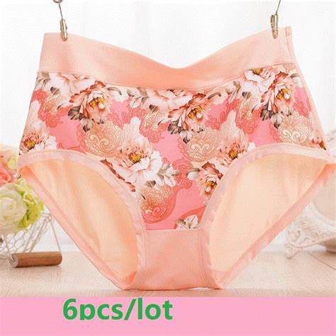 Xxl 6pcslot Womens Bamboo Fiber Underwear Fashion Floral Printing High Elasticity Plus Size