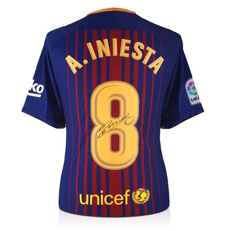 Andres Iniesta Signed 2017 18 Barcelona Home Jersey Autographed