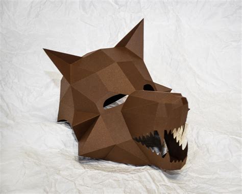 Diy Paper Wolf Mask Digital Papercraft Pdf Template Low Poly Etsy