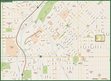 Denver Downtown Map Digital Vector Creative Force
