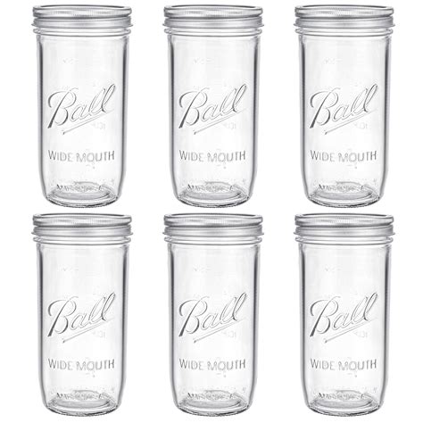 Buy Tebery 6 Pack 24oz Clear Glass Jar Ball Mason Jars Canning Glass Jars With Wide Mouth Lids