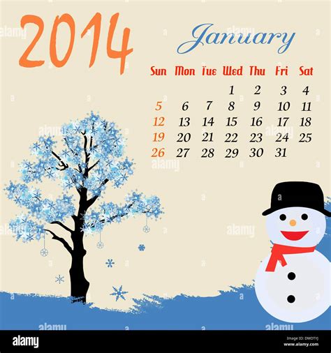 The Month Of January Drawing Stock Vector Images Alamy