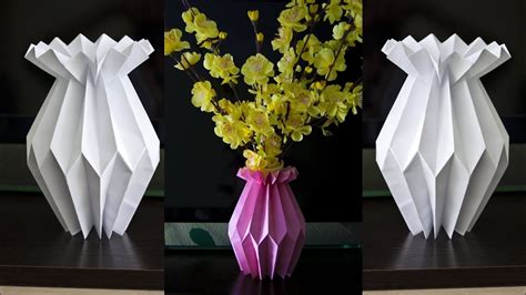 How To Make A Paper Flower Vase Diy Paper Craft Home Decoration Ideas Paper Flower Vase