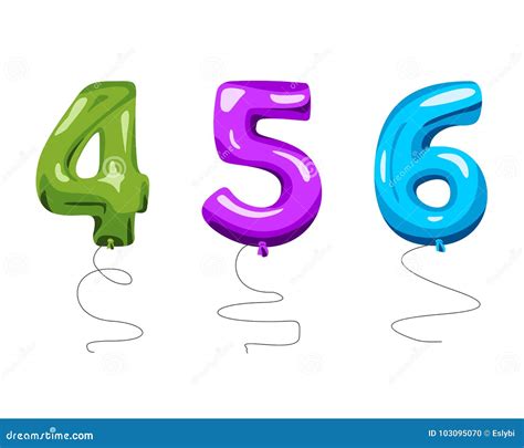 Vector Set Of Isolated Color Balloons In The Form Of Numbers Stock