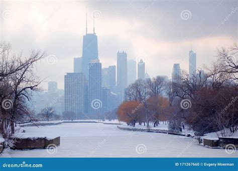 Winter In Chicago Lincoln Park Stock Photo Image Of Winter Downtown