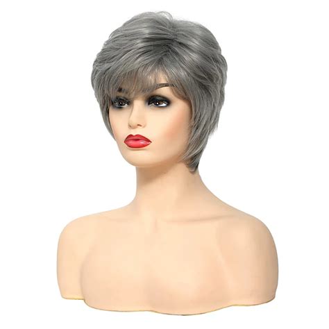 Gray Wigs For Women Short Grey Wigs For White Women Natural Wave