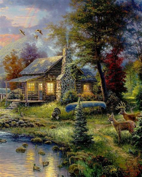 Cabin Painting Thomas Kinkade Paintings Kinkade Paintings Landscape