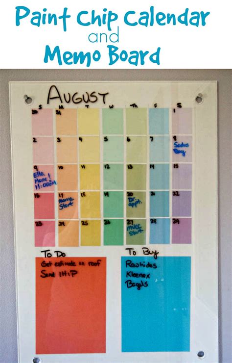 Paint Chip Calendar And Memo Board Diy