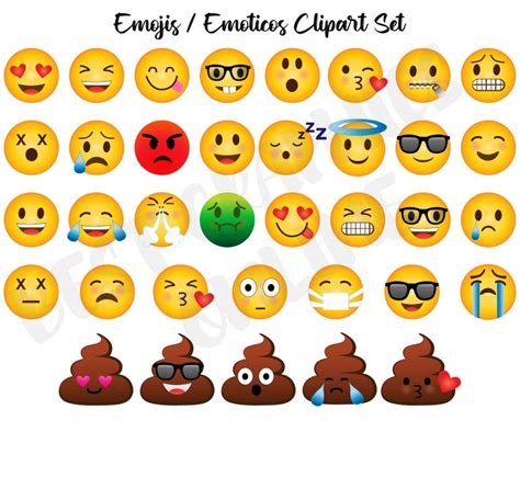 Emoticons Clipart Emoji Symbol Clipart Emoji Smileys Smiley Etsyde