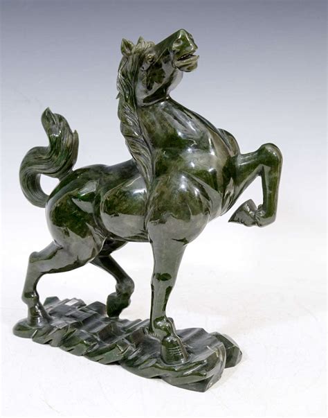 Chinese Spinach Jade Horse Sculpture For Sale At 1stdibs Jade