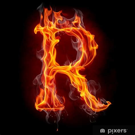 Japanese letters are pronounced with equal stress and time, unless noted by an elongation. Fire font. Letter R. Wall Mural • Pixers® - We live to change