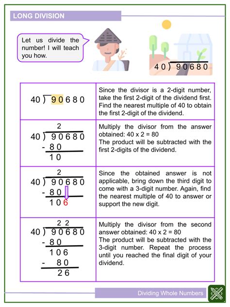 Dividing Whole Numbers 6th Grade Worksheet
