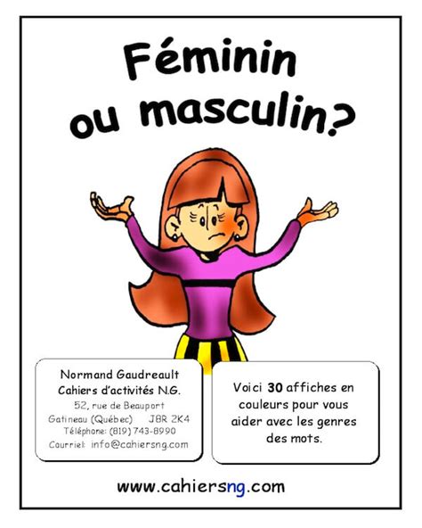 F Minin Ou Masculin Gratuit Pdf Fiches Reproductibles Pour