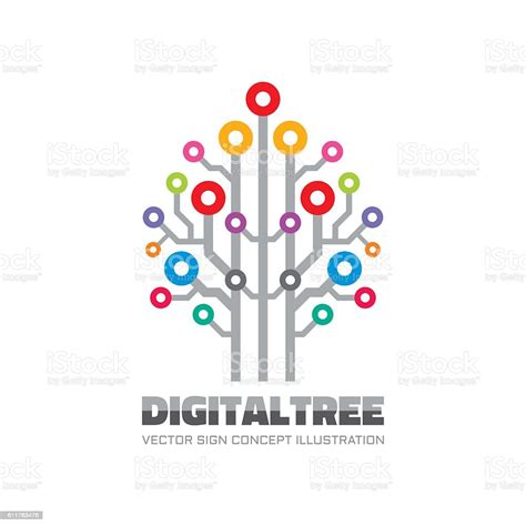 Digital Tree Vector Sign Template Concept Illustration Stock