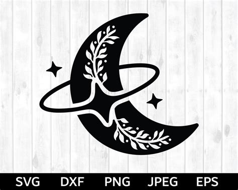 Moon And Stars Svg Celestial Moon Svg Celestial Stars Svg Moon Cut