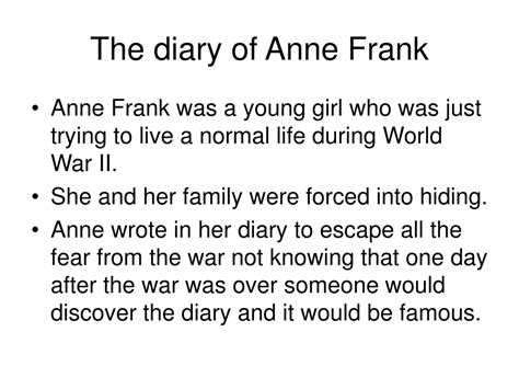 Ppt Anne Frank Powerpoint Presentation Free Download Id9507131