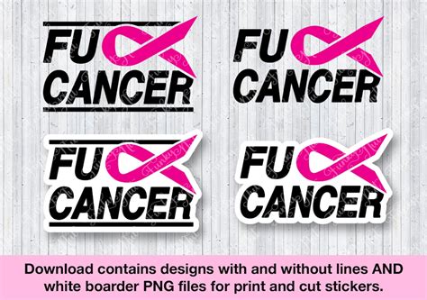 Fu Cancer Ribbon Bundle Svg Cut File And Png Sticker Digital Etsy