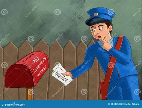 Postman Dilemma Funny Illustration Stock Illustration Illustration
