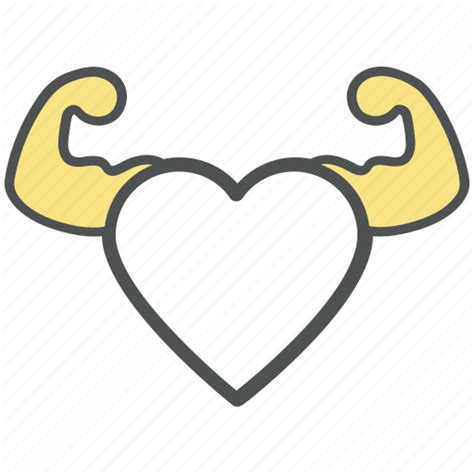 Bodybuilding Cartoon Character Champion Fitness Heart Flexing