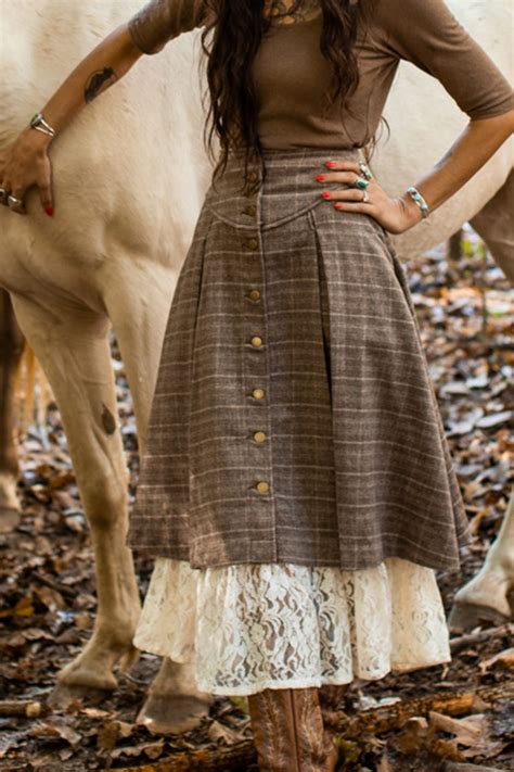 Lacey Jean Homestead Skirt In Dust Bowl Xs Left Revivall Clothing
