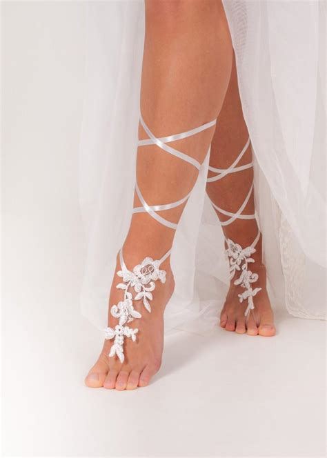 romantic lace barefoot sandals bridal shoes wedding shoes bridesmaid barefoot sandals beach