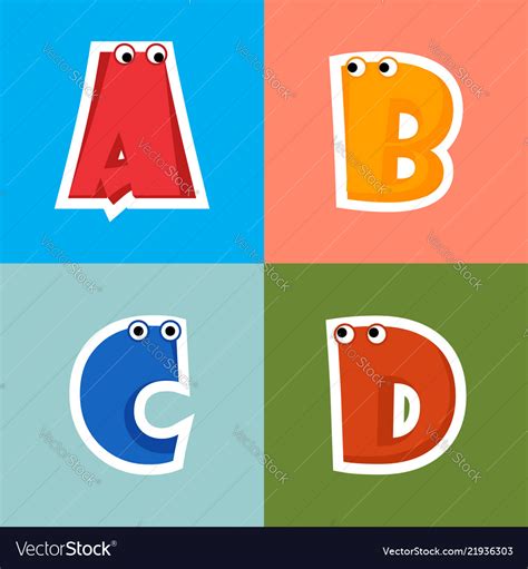 Abcd Cartoon Alphabet Royalty Free Vector Image