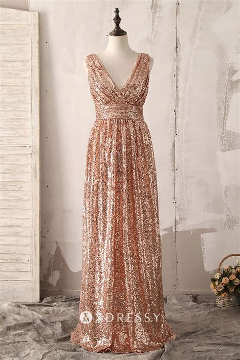 Sparkly Gold Sequin Floor Length Bridesmaid Dress Xdressy