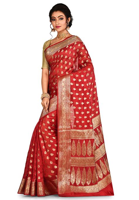 Buy Banarasi Silk Saree In Red Online Snea1646 Utsav Fashion