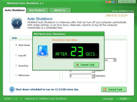3600 in seconds means it will shut down itself after 3600 seconds. WinMend Auto Shutdown 2.2.0 download - FreewareLinker.com
