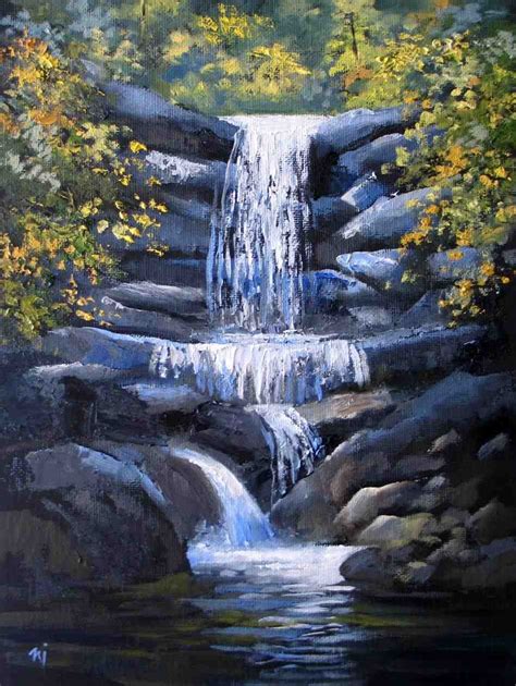 Waterfall Acrylic Painting At Explore Collection