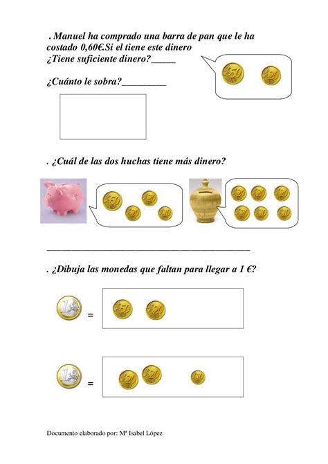 Fichas Euros Cuánto Hay Actividades De Dinero Hojas De Trabajo De