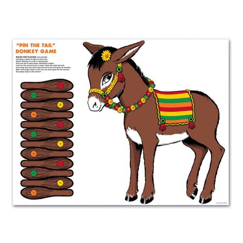 Club Pack Of 24 Brown Traditional Pin The Tail On The Donkey Party