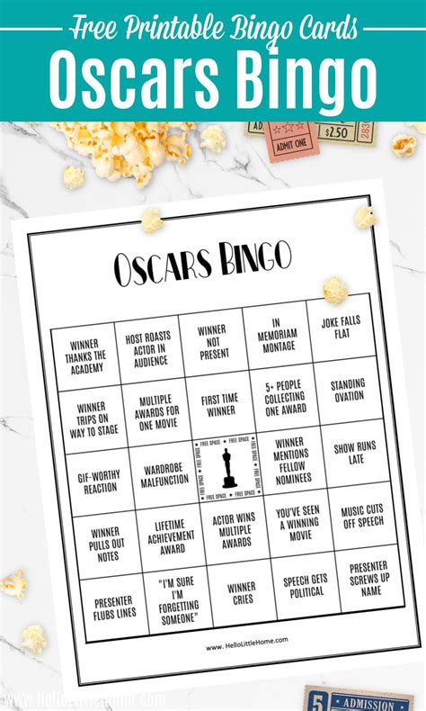 Oscars Bingo Card Free Printable Oscars Party Ideas Oscar Party