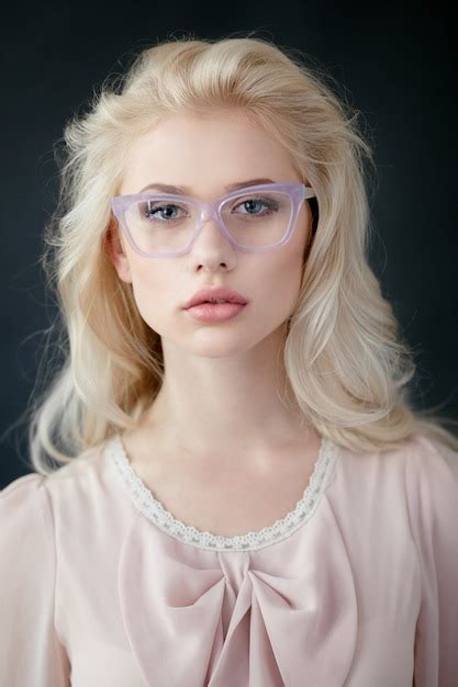 Premium Photo Beautiful Blonde Woman Wearing Eyeglasses
