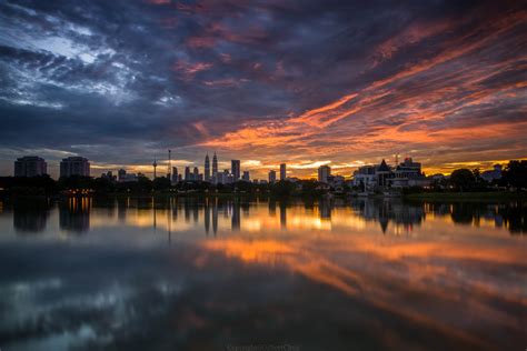 Wallpaper Landscape Sunset City Cityscape Night Lake Water