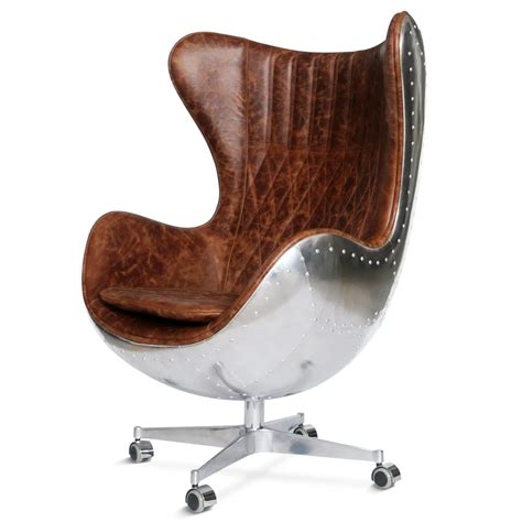 Aviator Egg Office Chair Jacobsen Aluminum Leather Swivel Casters Artofit