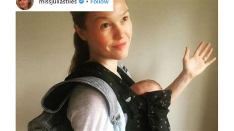 Julia Stiles Carries Son Strummer In A Front Pack 8days
