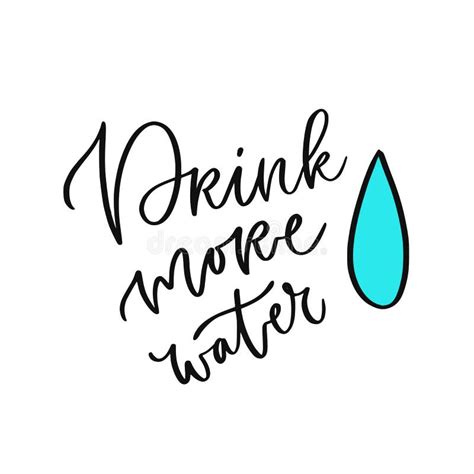 Drink More Water Handwritten Motivation Poster Stock Vector