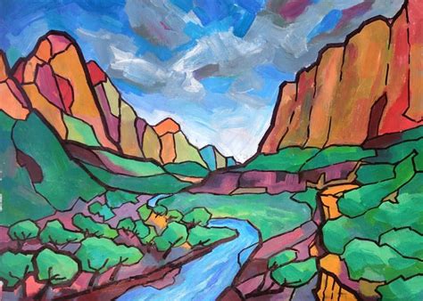 Modern Expressionist Landscape In Acrylic By Australian Artistauthor