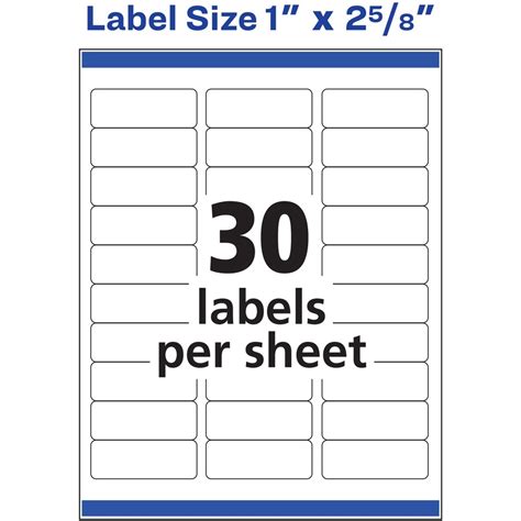 Avery Easy Peel White Inkjet Mailing Labels 1 Width X 2 58 Length