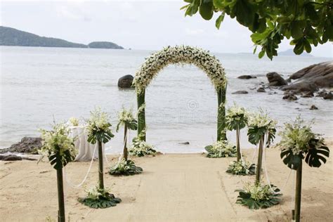 Beautiful Beach Wedding Set Up Stock Image Image Of Arrangement