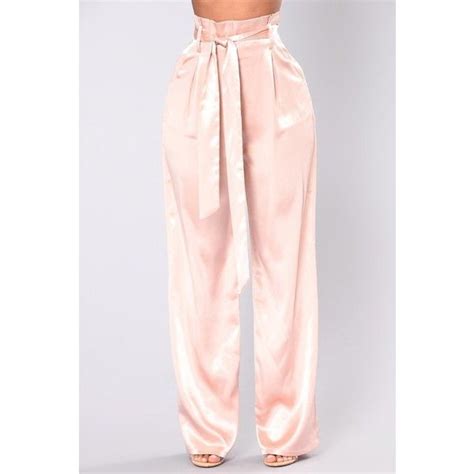calithia wide leg satin pants blush 10 liked on polyvore featuring pants high rise pants