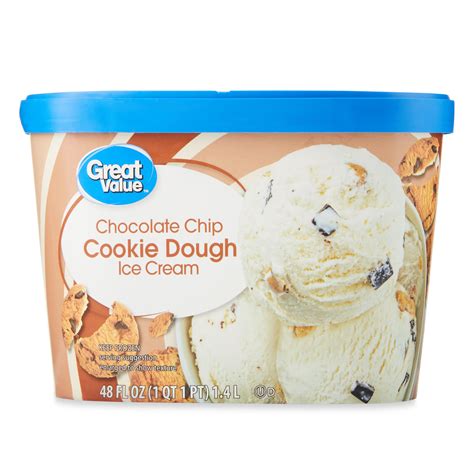 Great Value Chocolate Chip Cookie Dough Ice Cream 48 Fl Oz Walmart Com