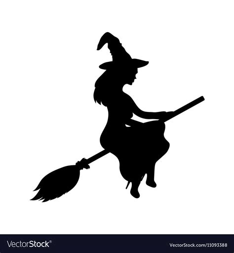 Young Witch Flying On A Broomstick Royalty Free Vector Image